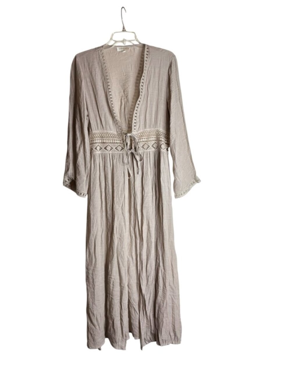 Kimono Taupe Embroidered Boho Rebellion Again